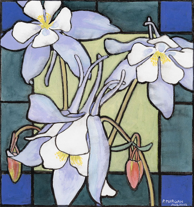 PS24-01 Stained Glass Columbine 15.5x15.75 wc ink resist F 950 tiny