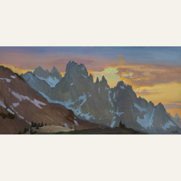 NR18-32 Sunset Over the Bugaboos 8x16 oil 1,000 F WEB