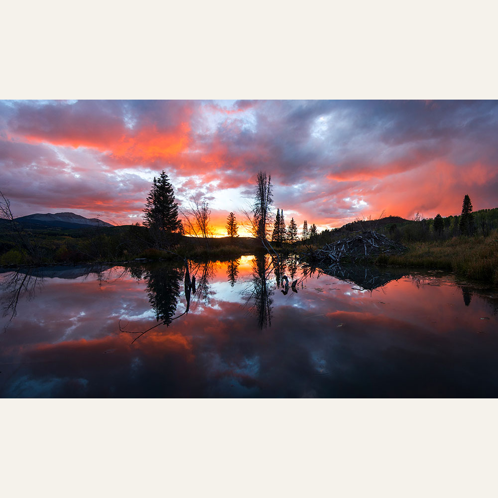 TS19-14 Sunset Reflections with Beaver Dam 18x30 900 WEB