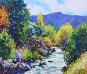 WG20-01 Red Creek in the Fall 24x28 oil 12,000 F