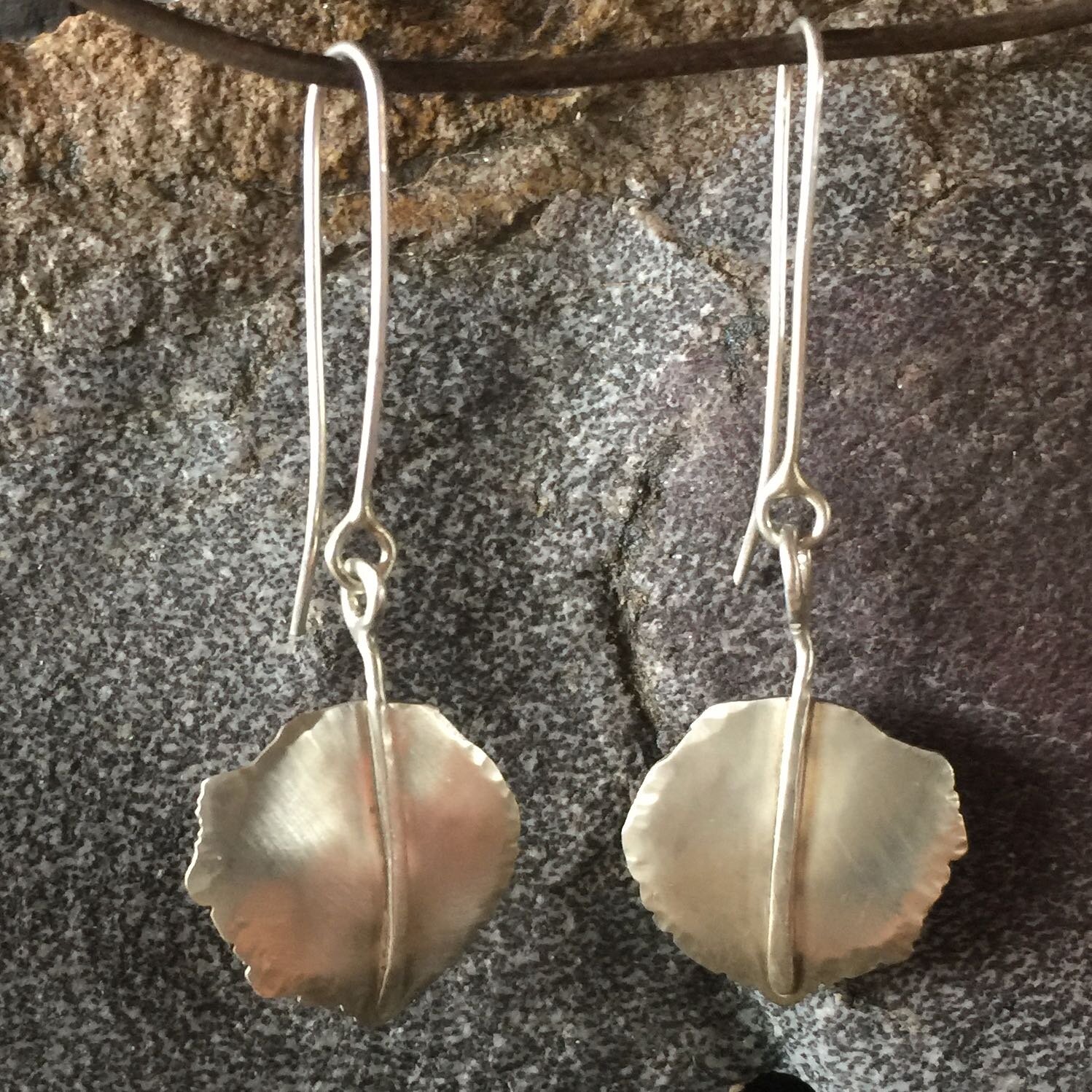 NEB21-06 Falling, Fluttering Aspen Leaf Earrings 95 SOLD