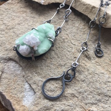 NEB21-12 Flourite Druzy Necklace on Handmade Chain 300