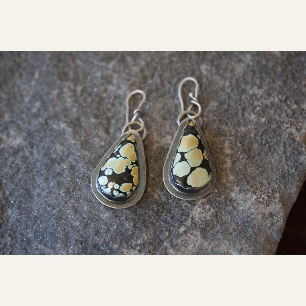 NEB21-29 Light Yellow Teardrop, Giraffe Turquoise Dangle Earrings 200 WEB SOLD