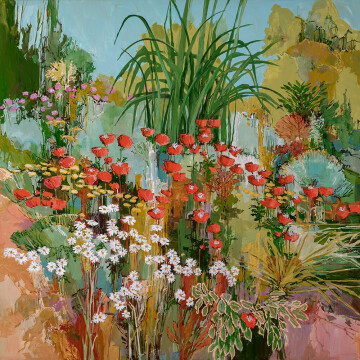 DA22-17 Corn Poppies and High Grasses 48x48 acrylic 9500