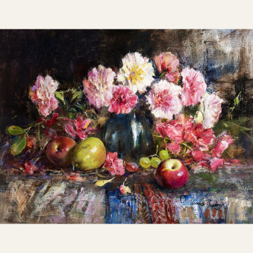 CAF23-01 Valentines Carnations 14x18 oil $11, 000F WEB