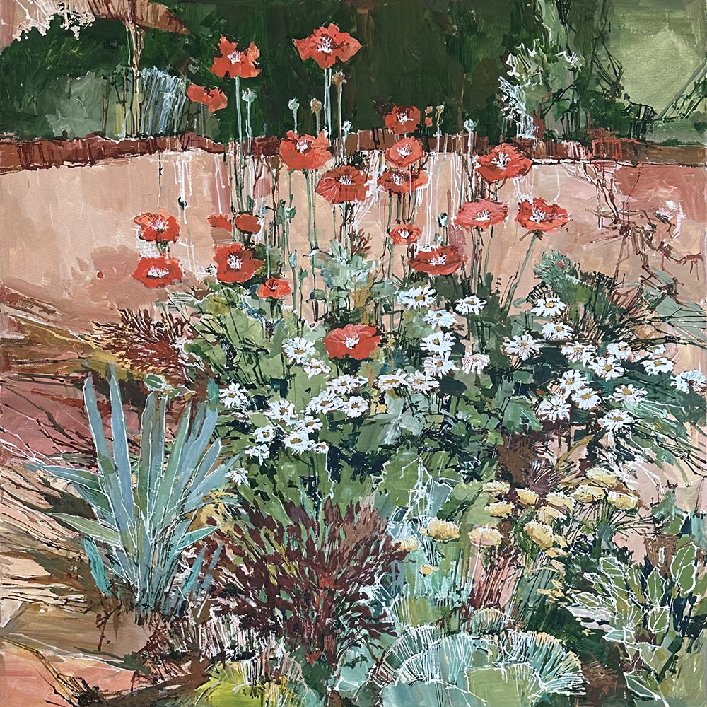 DA23-01 Poppies on the Gravel Walk 40x40 acrylic WEB