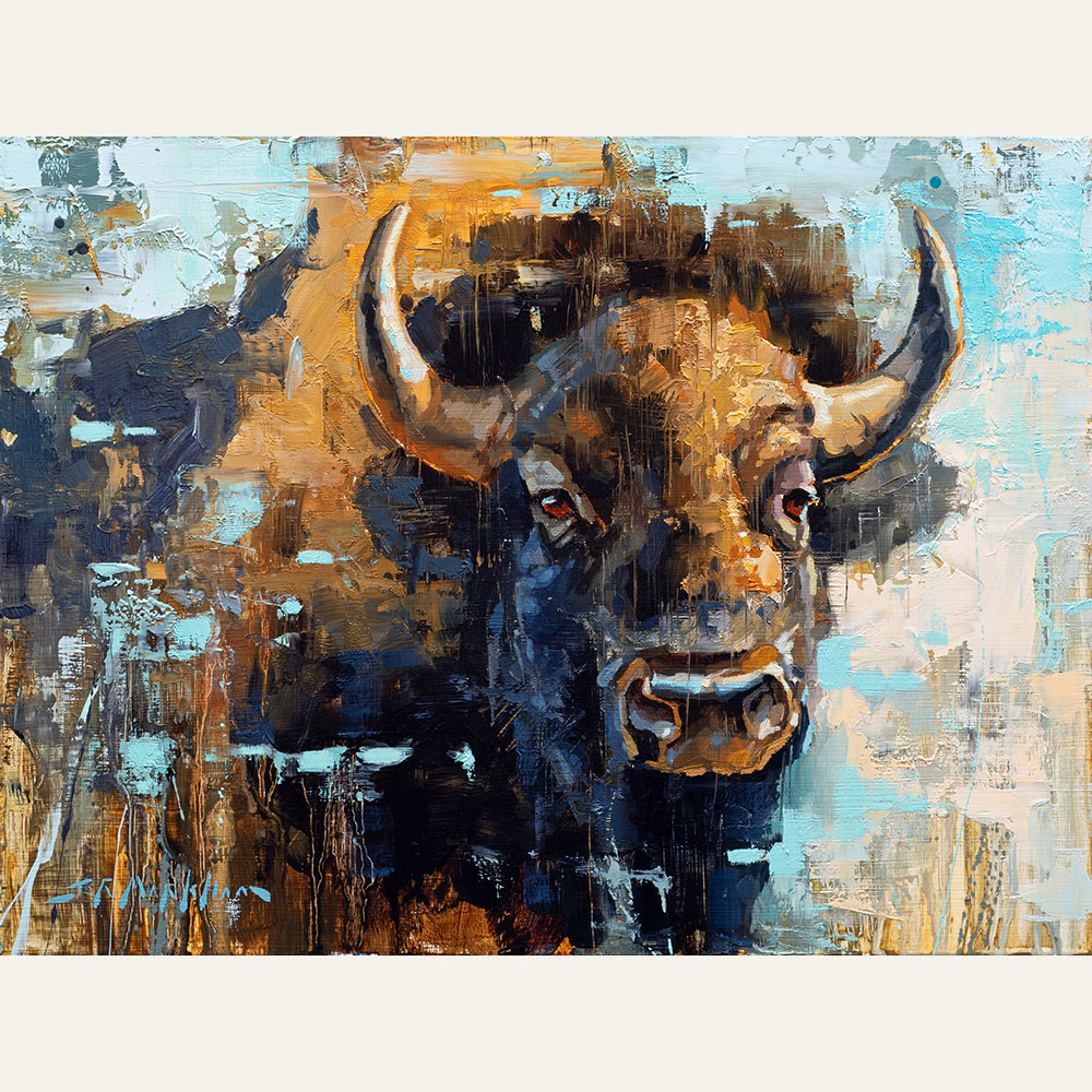 JRM24-02 Buffalo Portrait 12x16 oil 2300 F WEB