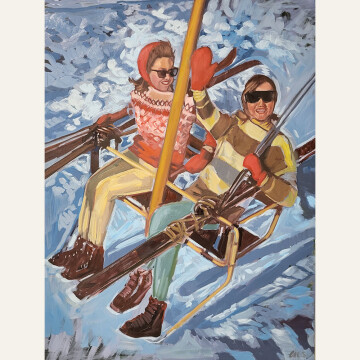 MSN Girls on the Ski Lift (study) 24x18 oil